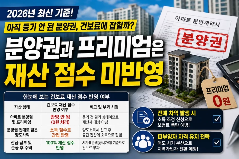 아파트 분양권 프리미엄(P), 지역건강보험료 재산 점수에 포함? 전매 차익 폭탄은 또 어떻게?