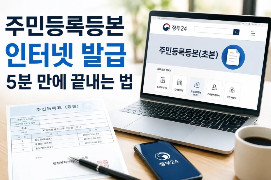 주민등록등본-인터넷-발급-정부24-초본-수수료