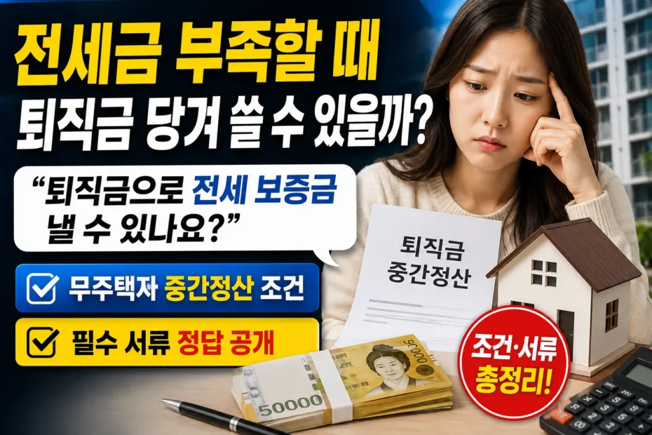 전세금 부족할 때 퇴직금 당겨서 쓸 수 있을까?