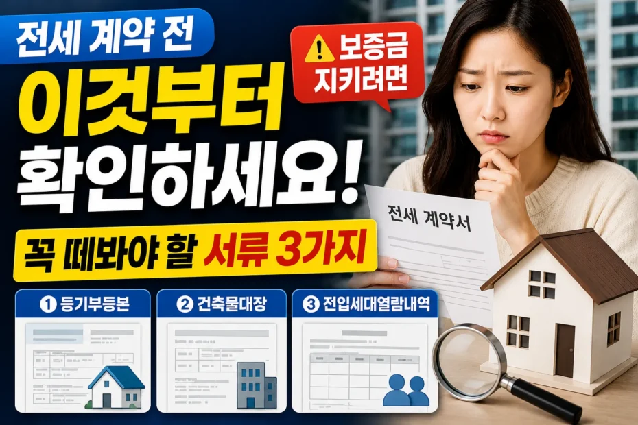 전세 계약 전 이것부터 확인하세요! 보증금 지키려면 꼭 떼봐야 할 서류 3가지