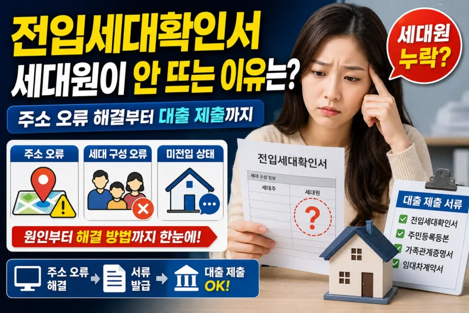 전입세대 확인서 세대원이 안 뜨는 이유는? 주소 오류 해결부터 대출 제출까지